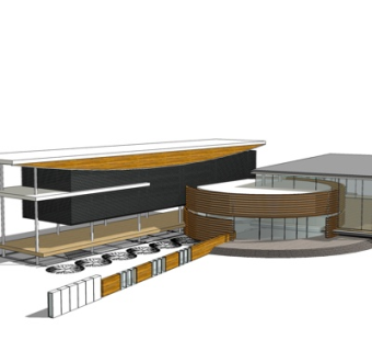 现代办公楼外观su模型