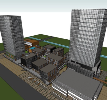 现代高层办公楼su模型