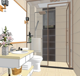 现代卫生间浴室su模型