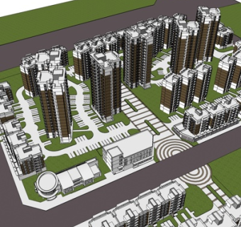 欧式高层住宅规划su模型