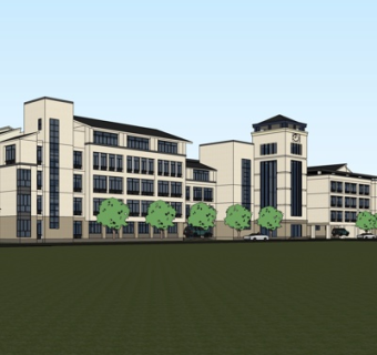 现代学校教学楼su模型