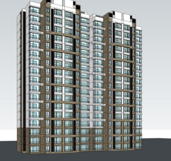 现代高层公寓su模型