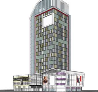 现代商业广场su模型