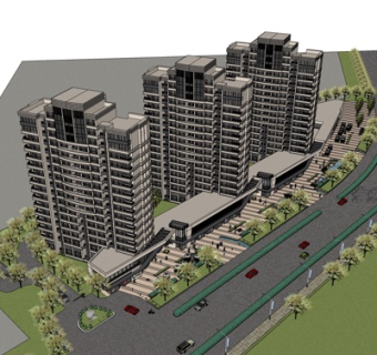 现代高层住宅规划su模型