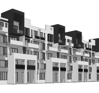 现代多层民房su模型