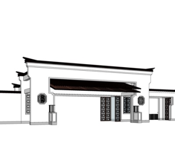 中式牌坊su模型