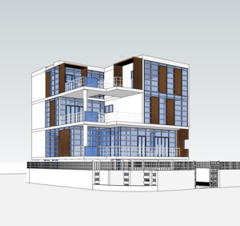 现代多层民房su模型