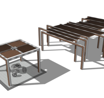 现代廊架凉亭su模型
