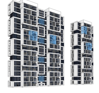 现代高层公寓su模型