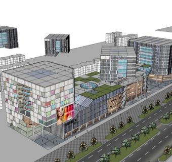 现代办公楼规划su模型