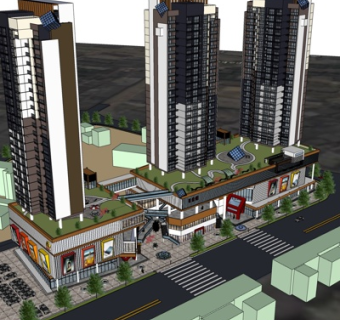 现代高层住宅规划su模型