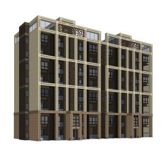 现代多层公寓su模型