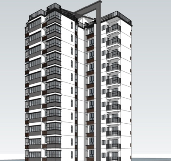 现代高层公寓su模型