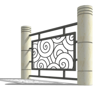 欧式铁艺围墙su模型