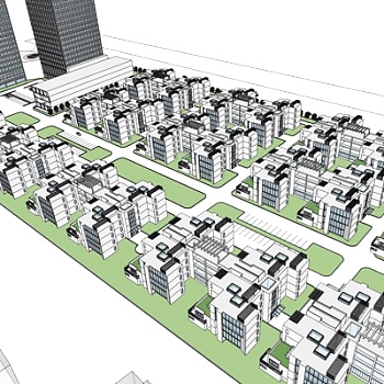 现代高层住宅规划su模型