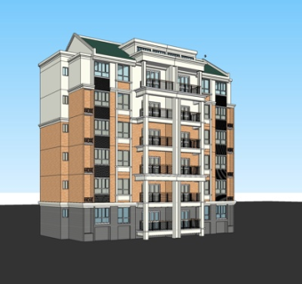 现代多层民房su模型