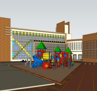 现代幼儿园外观su模型