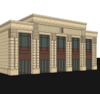 新古典售楼处外观su模型