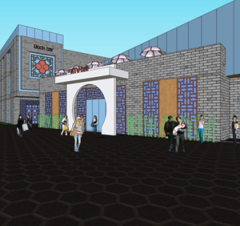 中式商业广场su模型