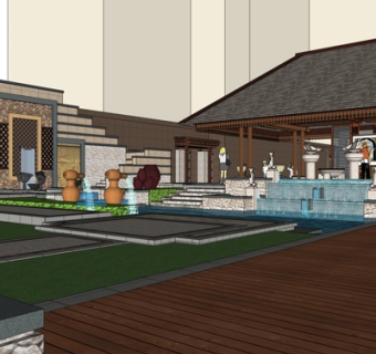 东南亚园林景观su模型