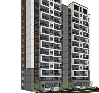 现代高层公寓su模型