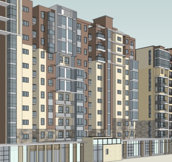 现代连排高层住宅su模型