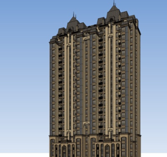 欧式高层公寓su模型