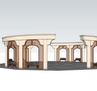 欧式凉亭公用椅su模型
