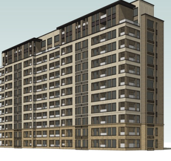 现代高层公寓su模型