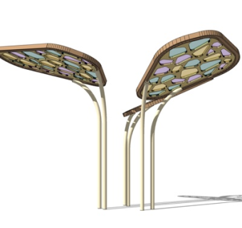 现代彩色玻璃廊架su模型