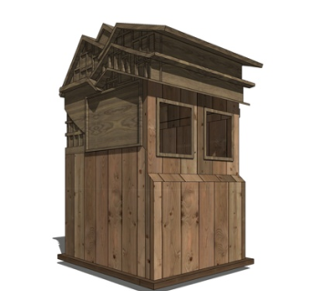 中式门卫亭su模型