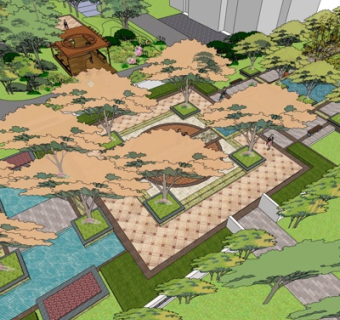 中式园林景观su模型