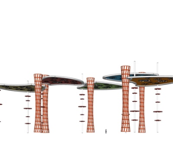 现代廊架凉亭su模型