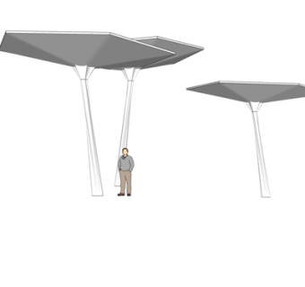 现代廊架凉亭su模型