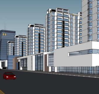 现代高层公寓su模型