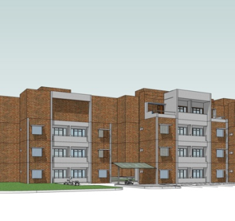 现代连排多层住宅su模型