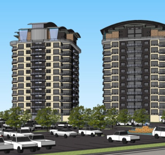 现代高层公寓su模型