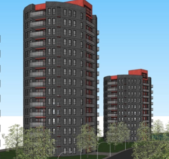 现代高层住宅su模型