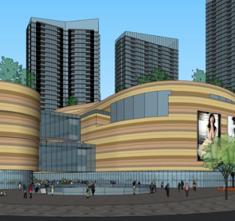 现代商业广场su模型