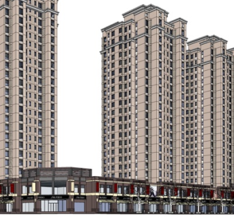 欧式高层住宅su模型