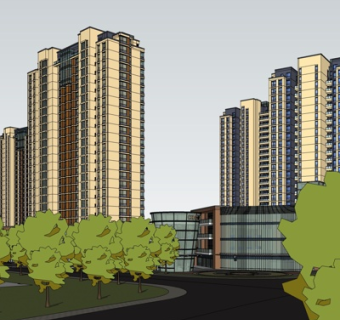 现代高层住宅su模型