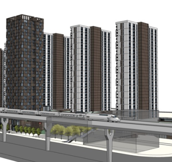 现代高层住宅su模型