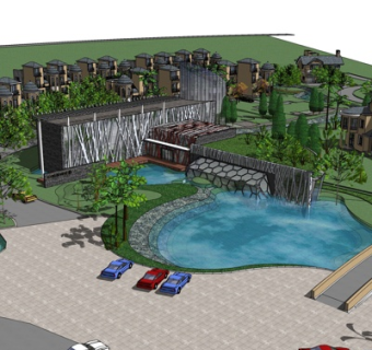 中式园林景观su模型