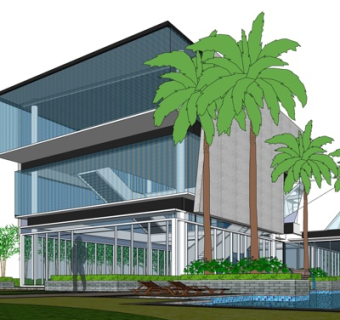 现代办公楼外观su模型