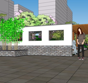 中式园林景观su模型