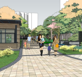 中式园林景观su模型