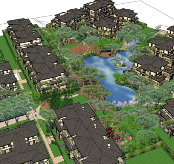 欧式别墅规划su模型