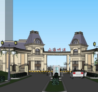 欧式住宅入口su模型
