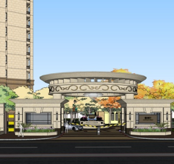 欧式住宅入口su模型