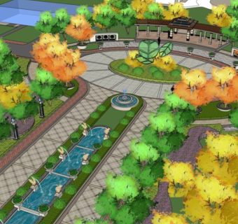 中式园林景观su模型